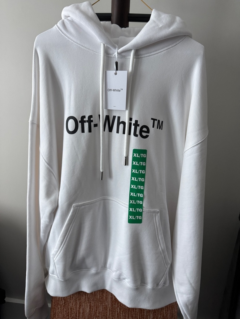 Off-White White Hoodie with Black Logo